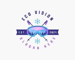 Ski Poles Goggles logo design