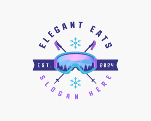 Ski Poles Goggles logo design