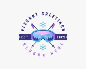 Ski Poles Goggles logo design