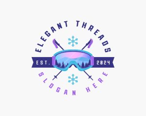 Ski Poles Goggles logo design