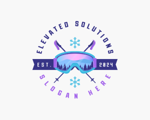 Ski Poles Goggles logo design