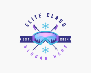 Ski Poles Goggles logo design