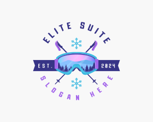 Ski Poles Goggles logo design