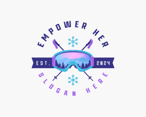 Ski Poles Goggles logo design