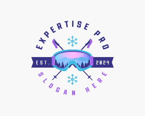 Ski Poles Goggles logo design