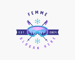 Ski Poles Goggles logo design