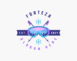 Ski Poles Goggles logo design