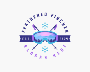 Ski Poles Goggles logo design