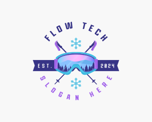 Ski Poles Goggles logo design