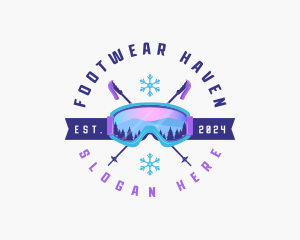 Ski Poles Goggles logo design