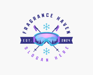 Ski Poles Goggles logo design