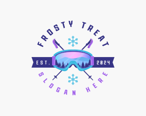 Ski Poles Goggles logo design