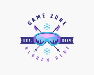 Ski Poles Goggles logo design