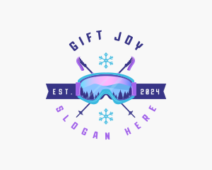 Ski Poles Goggles logo design