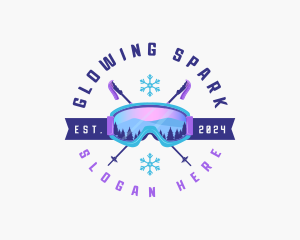 Ski Poles Goggles logo design