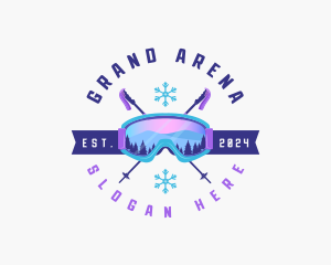 Ski Poles Goggles logo design