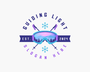 Ski Poles Goggles logo design