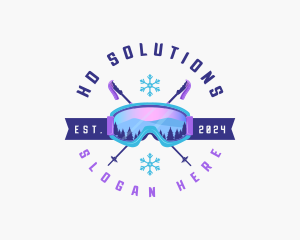 Ski Poles Goggles logo design