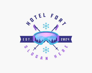 Ski Poles Goggles logo design