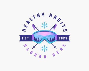 Ski Poles Goggles logo design