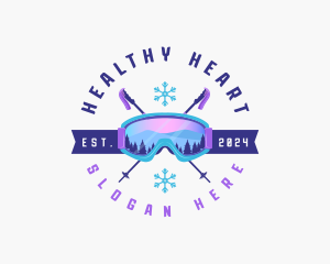 Ski Poles Goggles logo design