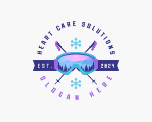 Ski Poles Goggles logo design