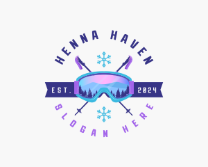 Ski Poles Goggles logo design