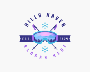 Ski Poles Goggles logo design