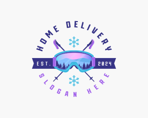 Ski Poles Goggles logo design