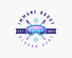 Ski Poles Goggles logo design