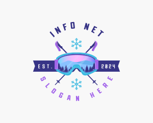 Ski Poles Goggles logo design