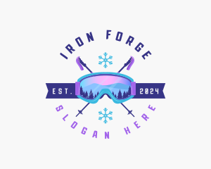 Ski Poles Goggles logo design