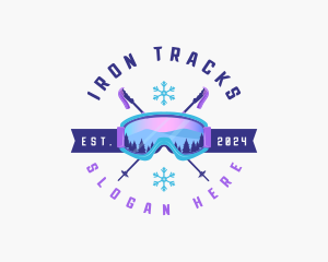 Ski Poles Goggles logo design