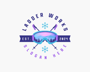 Ski Poles Goggles logo design