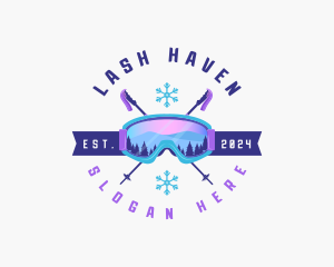 Ski Poles Goggles logo design