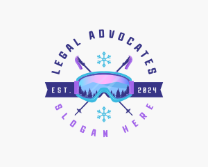 Ski Poles Goggles logo design