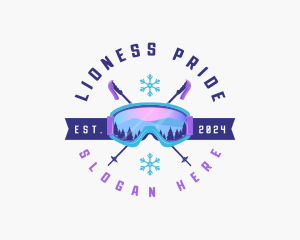 Ski Poles Goggles logo design