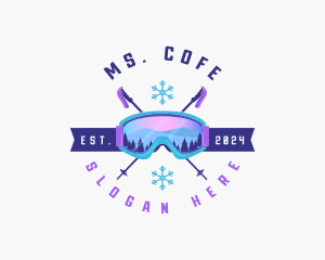 Ski Poles Goggles logo design