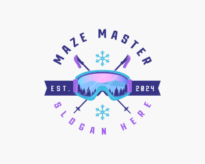 Ski Poles Goggles logo design