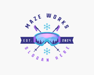 Ski Poles Goggles logo design