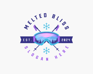 Ski Poles Goggles logo design