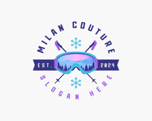 Ski Poles Goggles logo design