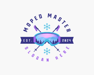 Ski Poles Goggles logo design