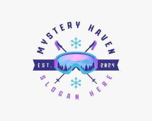 Ski Poles Goggles logo design