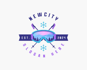 Ski Poles Goggles logo design