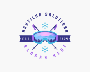 Ski Poles Goggles logo design