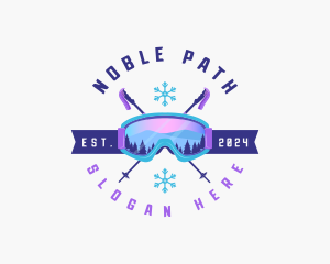 Ski Poles Goggles logo design