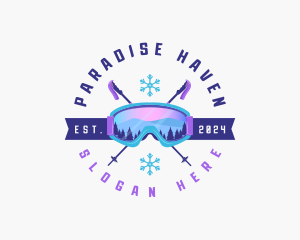 Ski Poles Goggles logo design