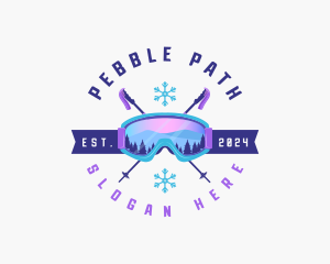 Ski Poles Goggles logo design