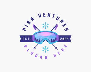 Ski Poles Goggles logo design